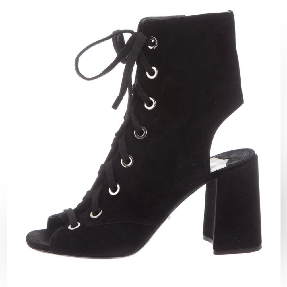 Prada Suede Mid-Calf Lace-Up Boots size 39.5